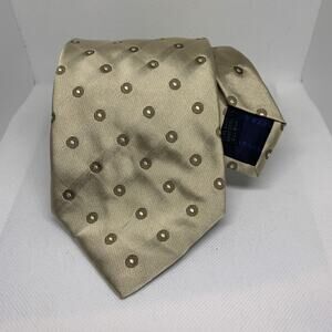 Luciano Barbera Mens Tie 100% Silk Tie Brown With Geimetric Tie Circles